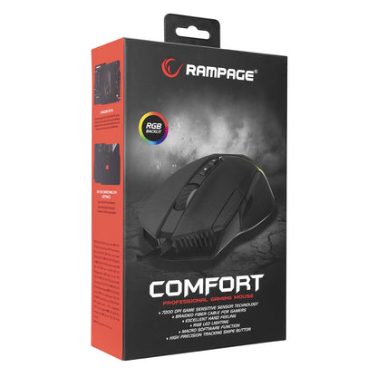 Rampage SMX-G39 COMFORT USB 8D+ Zusätzlicher Shot Button 7200 dpi RGB LED Programmierbare Gaming Maus