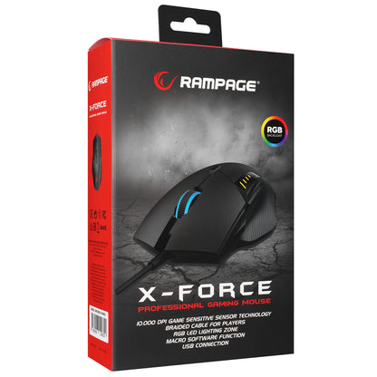 Rampage SMX-R83 X-FORCE USB Black 10000 dpi RGB Backlit  PMW 3325 Gaming Mouse