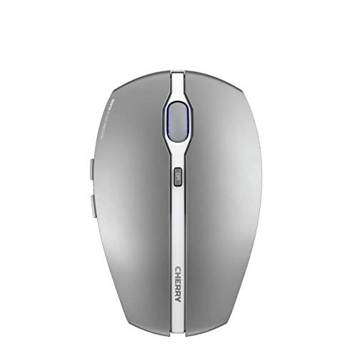 CHERRY Gentix BT - Bluetooth Maus mit Multi-Device Funktion für bis zu 3 Endgeräte. AES-128- Verschlüsselung. Frosted Silver