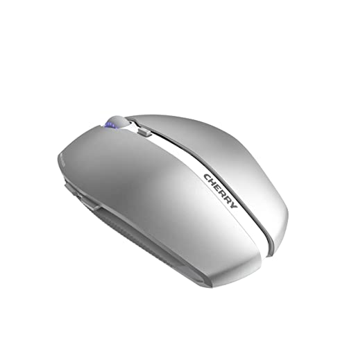 CHERRY Gentix BT - Bluetooth Maus mit Multi-Device Funktion für bis zu 3 Endgeräte. AES-128- Verschlüsselung. Frosted Silver