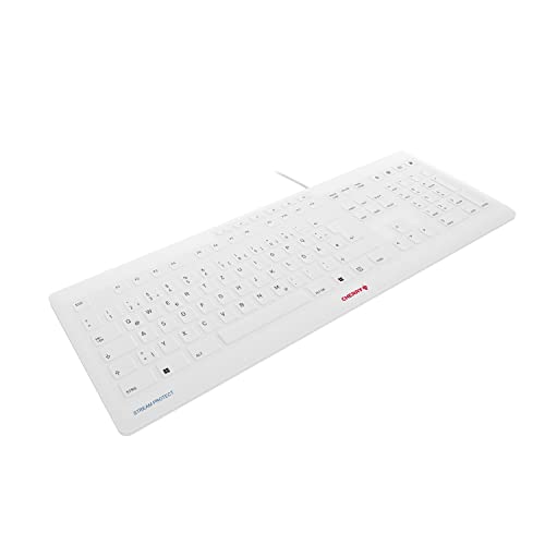 Cherry TAS STREAM PROTECT KEYBOARD Corded DE-Layout weiß