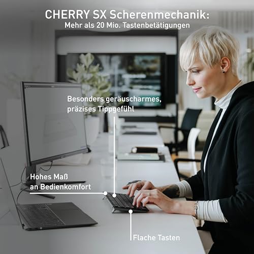 CHERRY KW 9200 Mini - Multi-Device Kompakttastatur 2.4 GHz Funk-. Bluetooth5.0- und Kabelverbindung