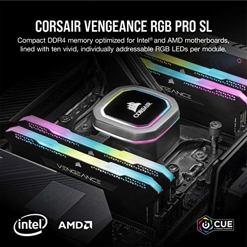 Corsair Vengeance RGB PRO SL-DDR4-Kit-64 GB: 2 x 32 GB-DIMM 288-PIN-3600 MHz / PC4-28800-ungepuffert