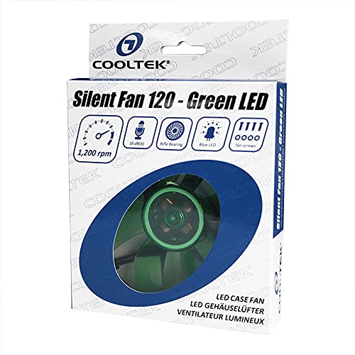 Cooltek Lüfter Silent Fan 120*120*25 Green LED 1200RPM